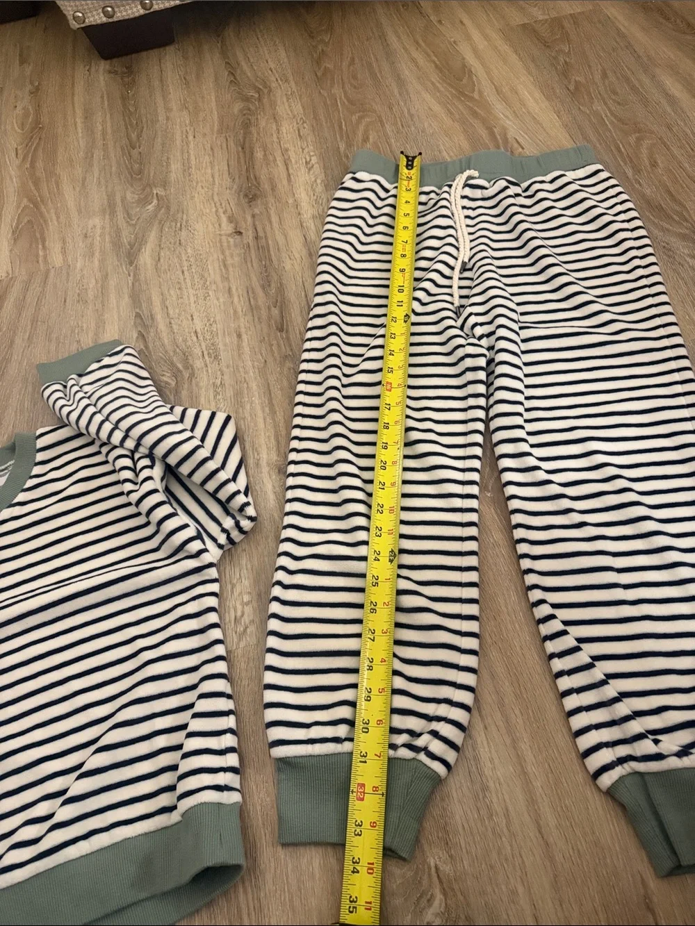 Madewell Striped matching Set with Sage Trim